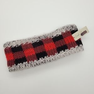 CHARLIE PAIGE | buffalo plaid knit plush sherpa winter headband